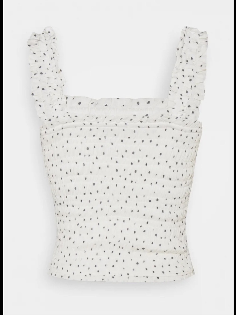 A&F Smocked Polka Dot Ruffle Strap Tank Top - Cream